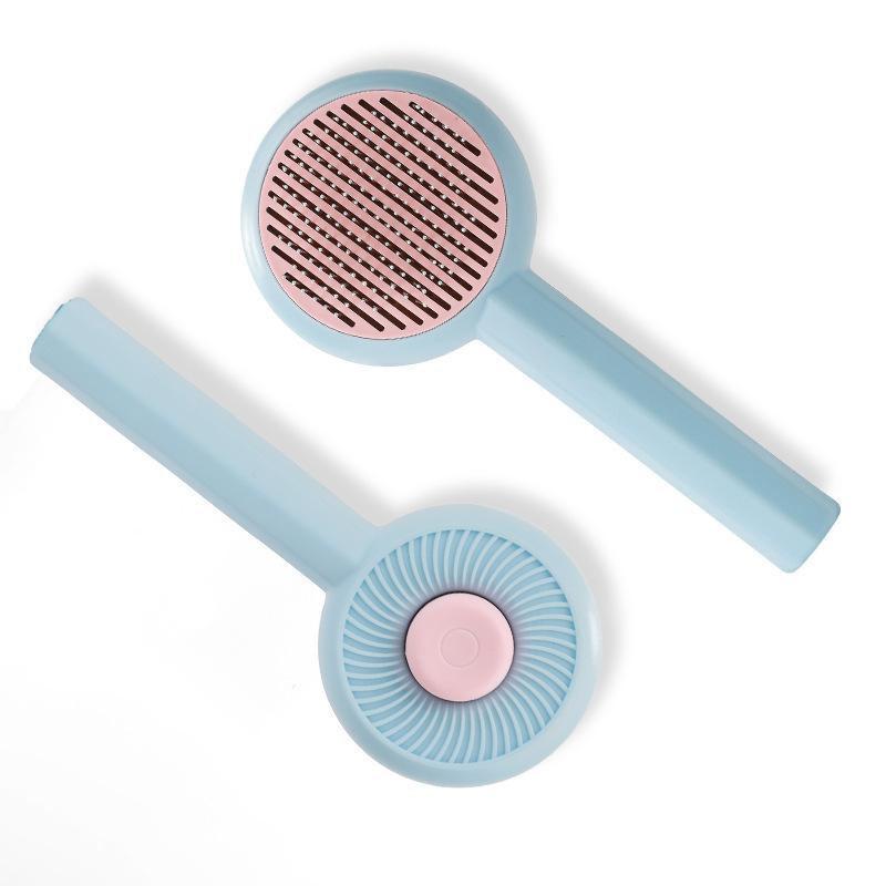 

1 шт. новая расческа для домашних животных, расческа из нержавеющей стали для кошек, массажная щетка для удаления волос, расческа для удаления шерсти у собак одним щелчком