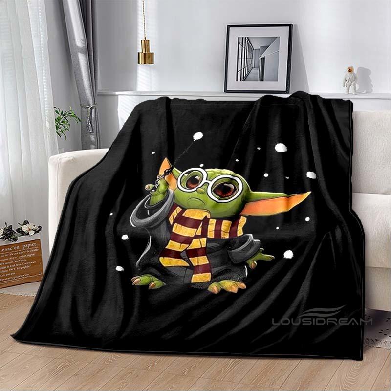 Kawaii Yoda Flannel Blanket Is Soft and Warm, Suitable for Bedrooms, Living Rooms, Bedside Tables, Travel, Picnics, and Other