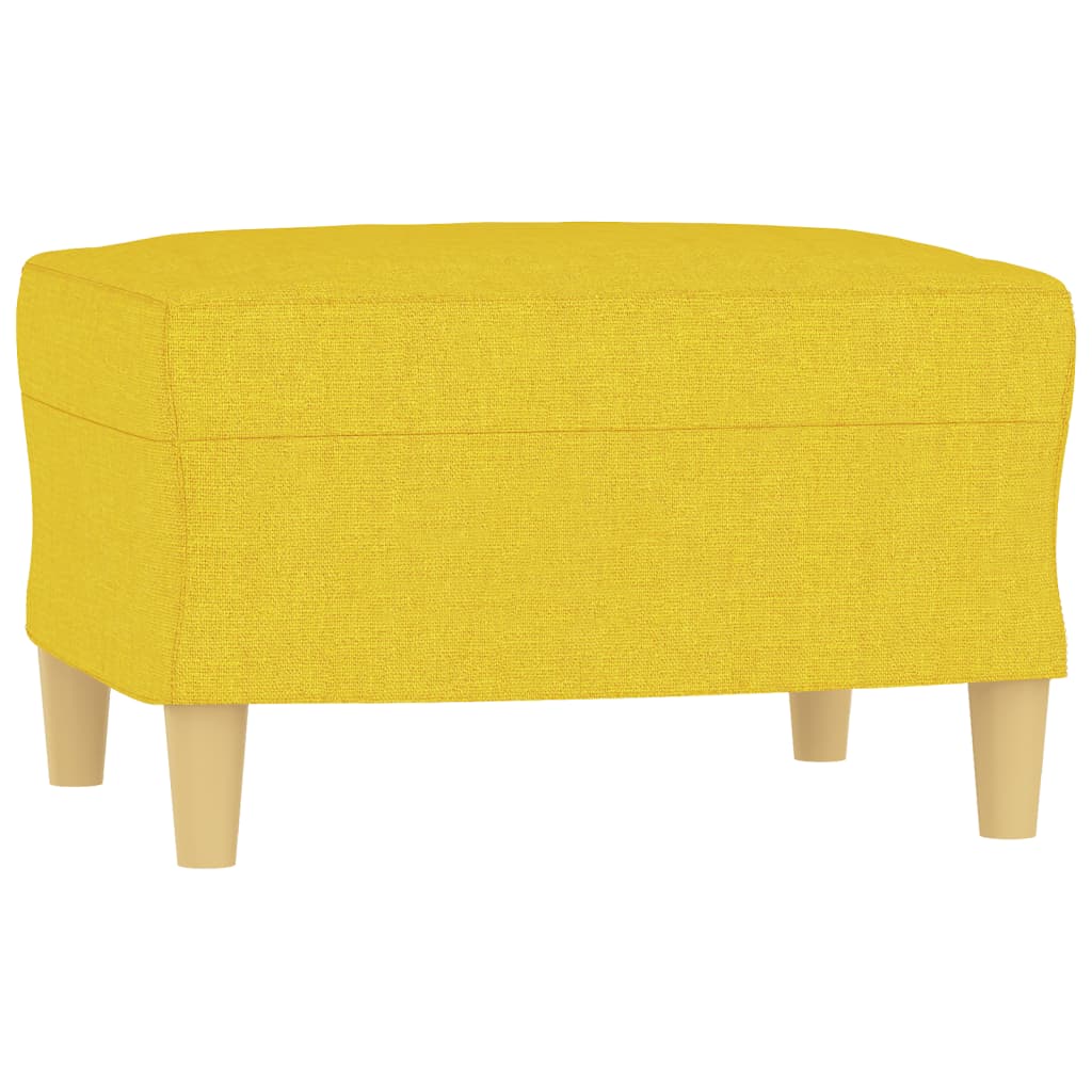 3 Seater Sofa with Footstool Light Yellow 180 cm Fabric
