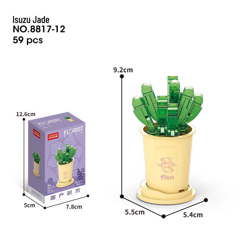 Succulent Bonsai Building Block Flowers - Compatible with Lego, Small Particle Assembly Toys for Girls