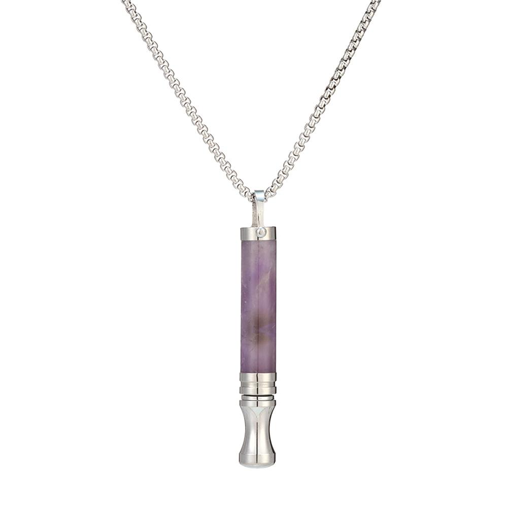 Titanium Steel Breathing Necklace for Anxiety Relief Breathlink Quit Smoking Vaping Necklace Stop Smoking Aids Fidget Necklaces