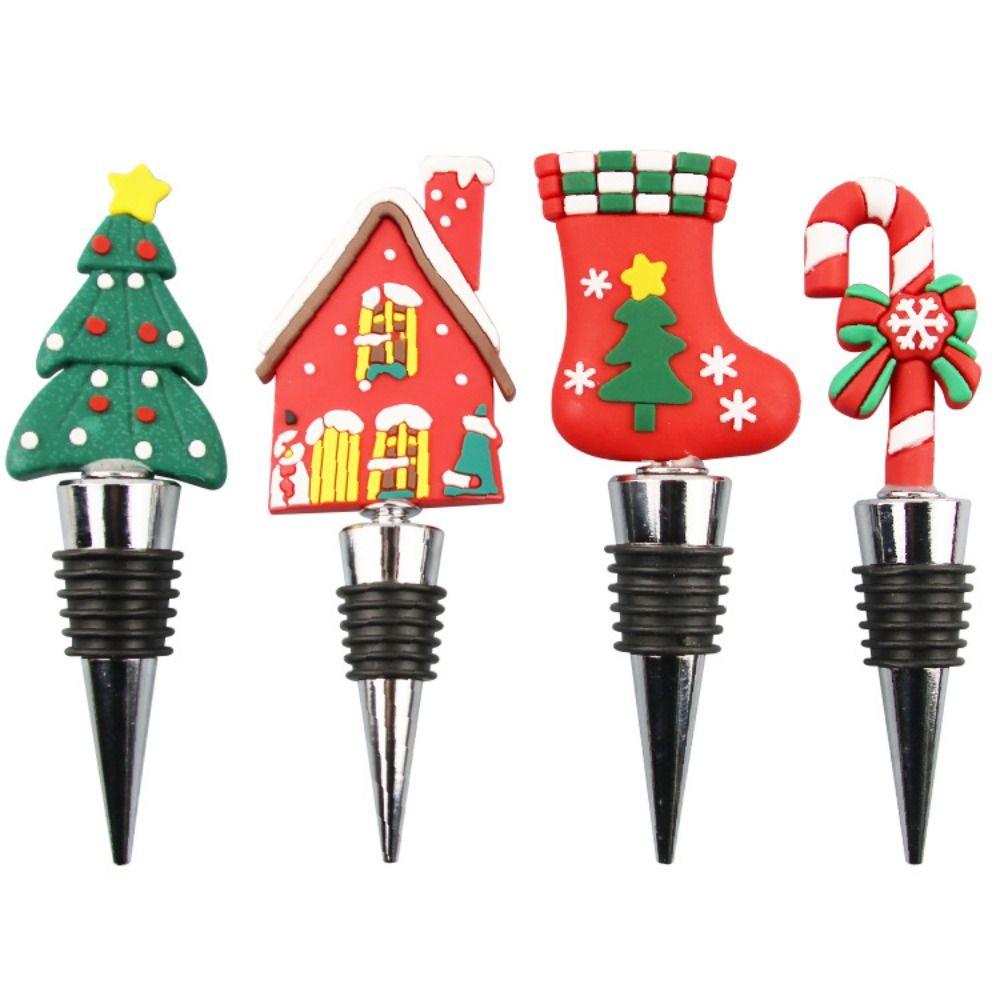 Twist Cap Christmas Wine Bottle Stopper Reusable Christmas Bottle Sealing Plug  Holiday Party