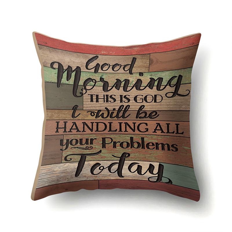 Polyester Pillowcase, Automotive Retro Wood Grain Printing Pillowcase, Waist Cushion Cover, English Cushion, Bedside Cushion Cover