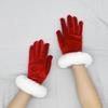 Cosplay Santa Gloves Winter Full Finger Bells/White Cuffs Decor Gloves for Teens