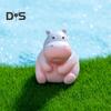 Miniature Hippopotamus Figurine Mini Cartoon Hippo Ornament DIY Microlandscape Fairy Garden Animal Resin Statue Decoration Ornament