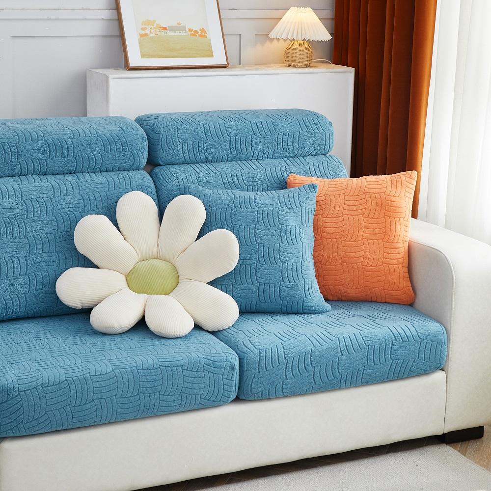Jacquard Sofa Seat Cover Cushion Strech Warm Seat Covers Solid Color Armchair Slipcover Luxury Thick Couch Covers Pet Kid
