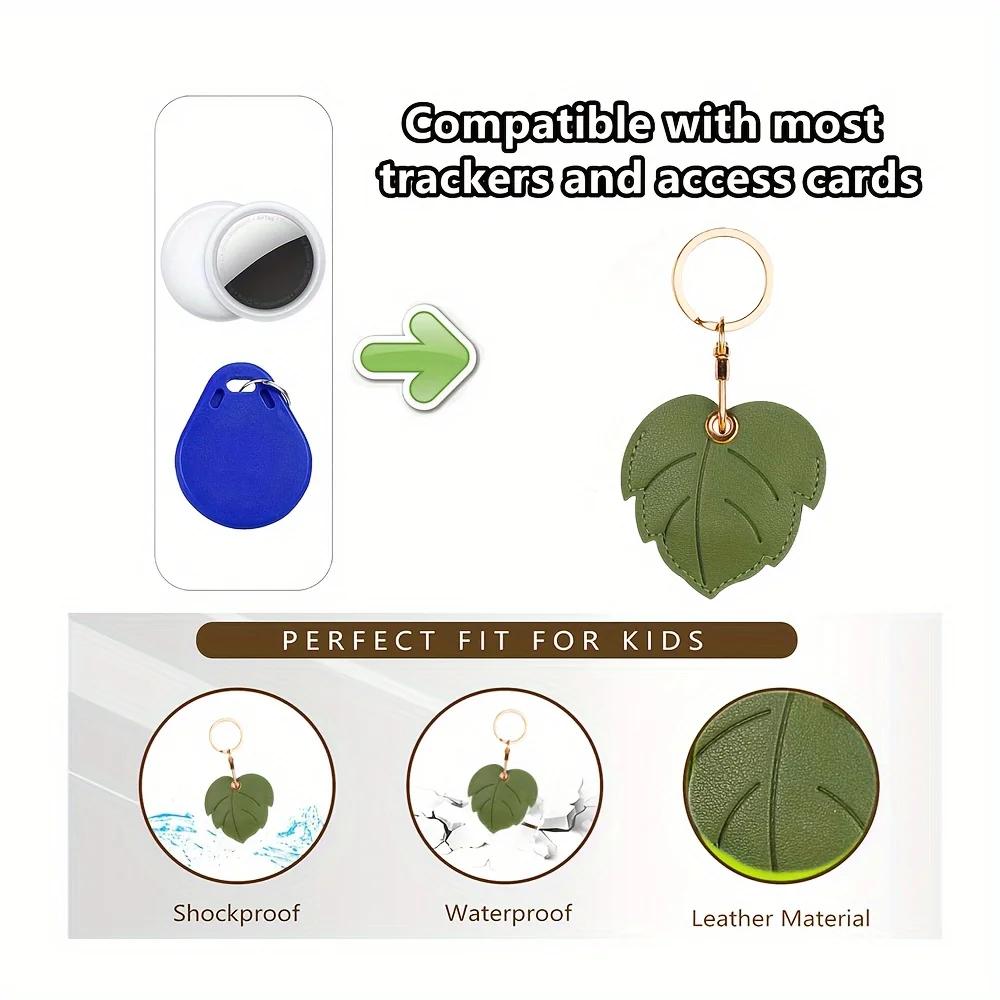 PU Leather Keychain Holder Case For AirTags, Keychain Ring, Anti-Scratch Protective Cover GPS Tracker Cover For Wallet Keys