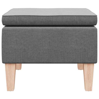 Footstool with Wooden Legs Dark Grey Fabric