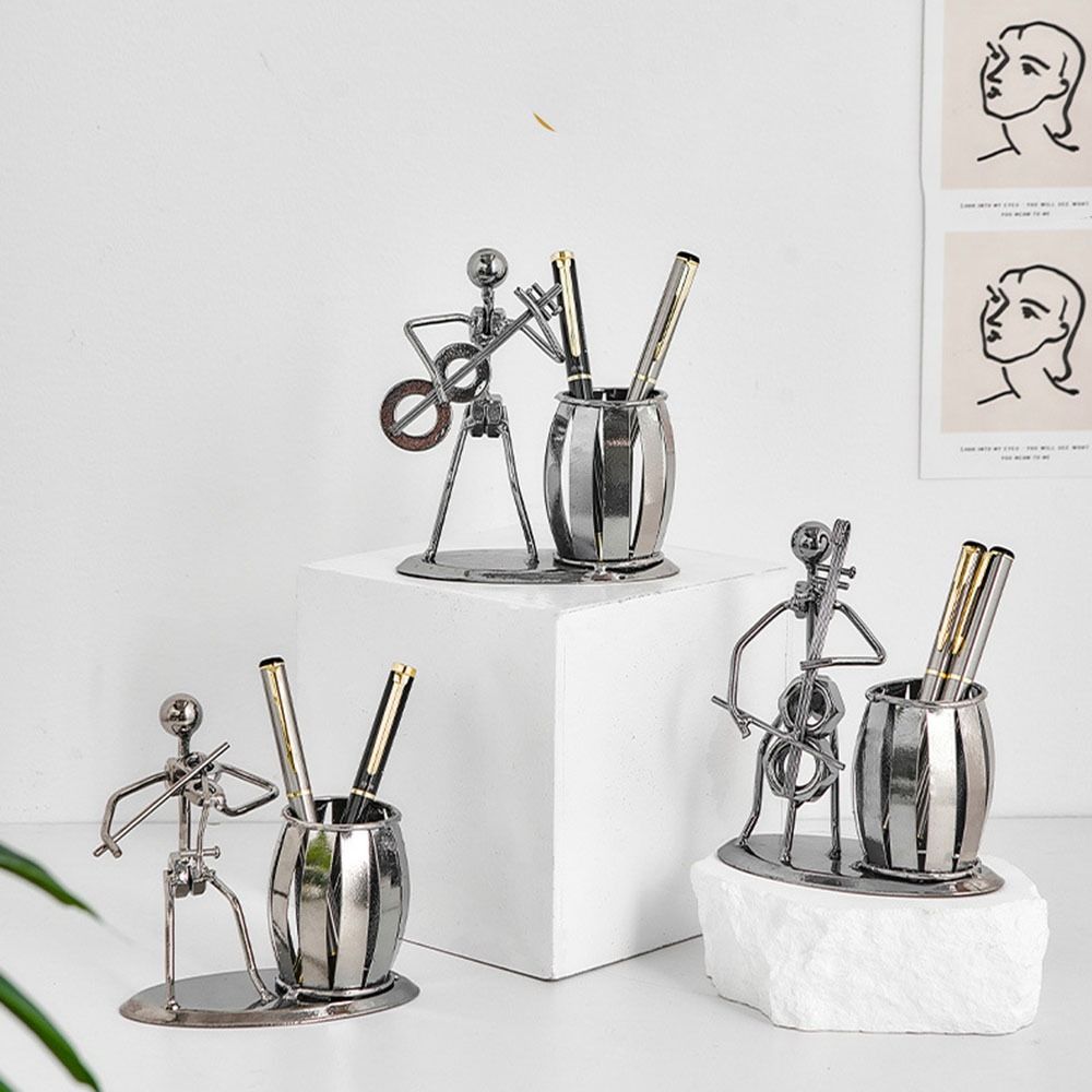 Tabletop Decoration Guitar Rocker Pen Holder Metal Band Pen Organizer Desktop Pen Holder  Home