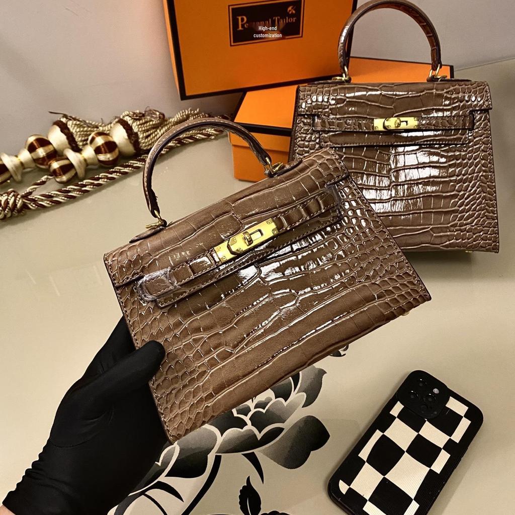 Europese & Amerikaanse Retro Krokodillenpatroon Kelly Enkelbandige Crossbody Tas: High-End, Modieuze, Lichte Luxe Handtas voor Dames