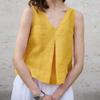 QICED Women's Fashion Casual Solid Color Print  Sleeveless V-Neck  Blouses & Shirts