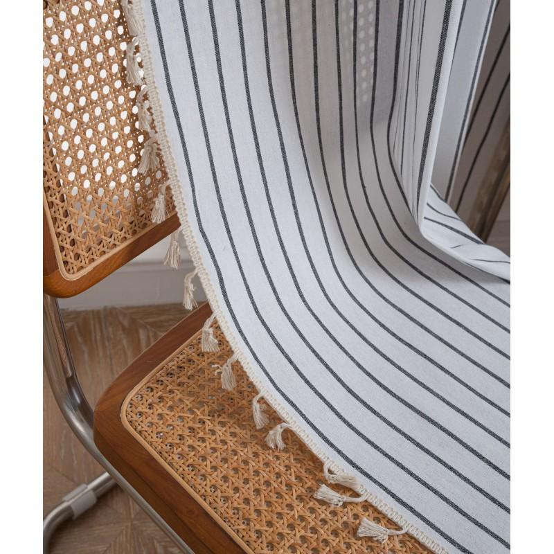 French Style Woven Cotton Linen Curtains Kitchen Window Semi-Sheer Decorative Panel Rod Pocket Grommet Hook