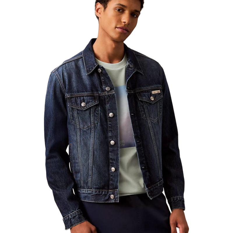 

Calvin Klein Solid Color Single Breasted Casual Fashion Denim Jacket Men jackets 4LB766G-401 XXL