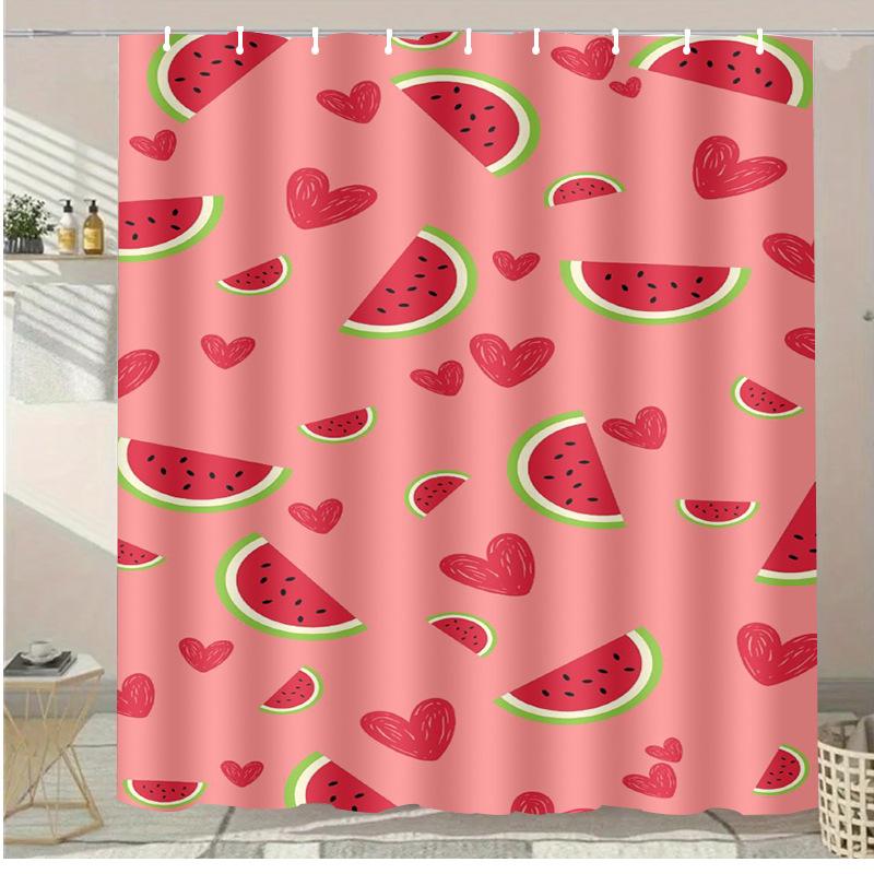 Flowers fruits washable Dirt-Resistant Shower Curtain Shower Head waterproof Polyester Bath Curtain For Home Decor Accessories