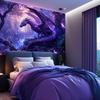 Purple Dragon Tapestry Medieval Fantasy Animal Cool Tapestry Wall Hanging For Bedroom Aesthetic, Psychedelic Magic Forest Tree