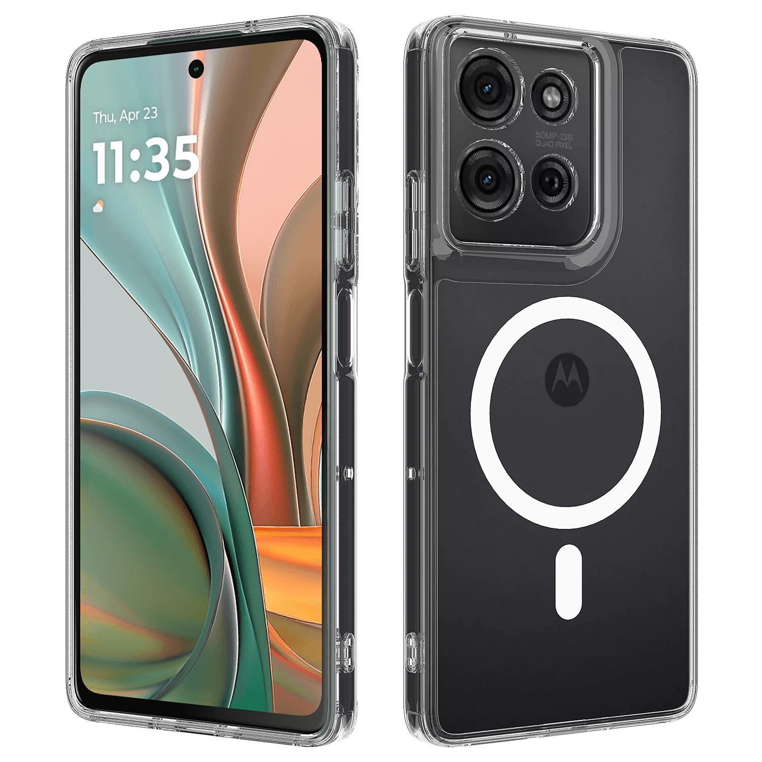 

Прозрачный чехол для телефона Motorola Moto G75 5G, совместимый с MagSafe, задняя крышка из ТПУ + акрила Clear