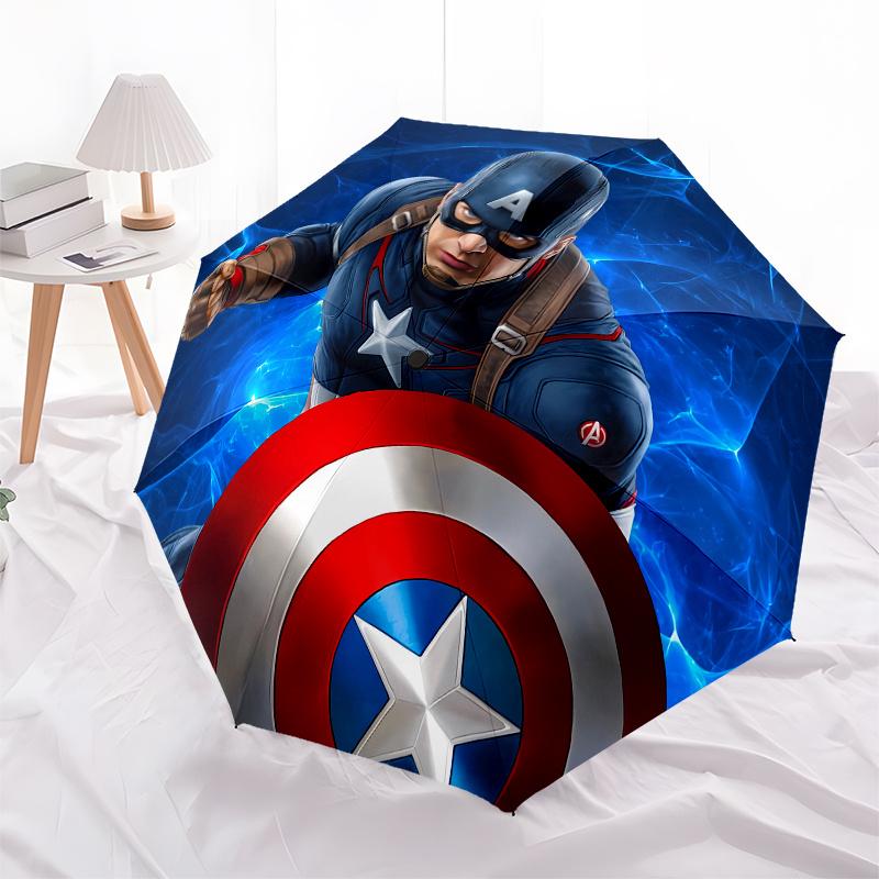 Disney Captain America,Shield,Hero High-Quality Umbrella, Eight-Rib Folding Design, Automatic Opening and Closing, Small, Stylish and Practi