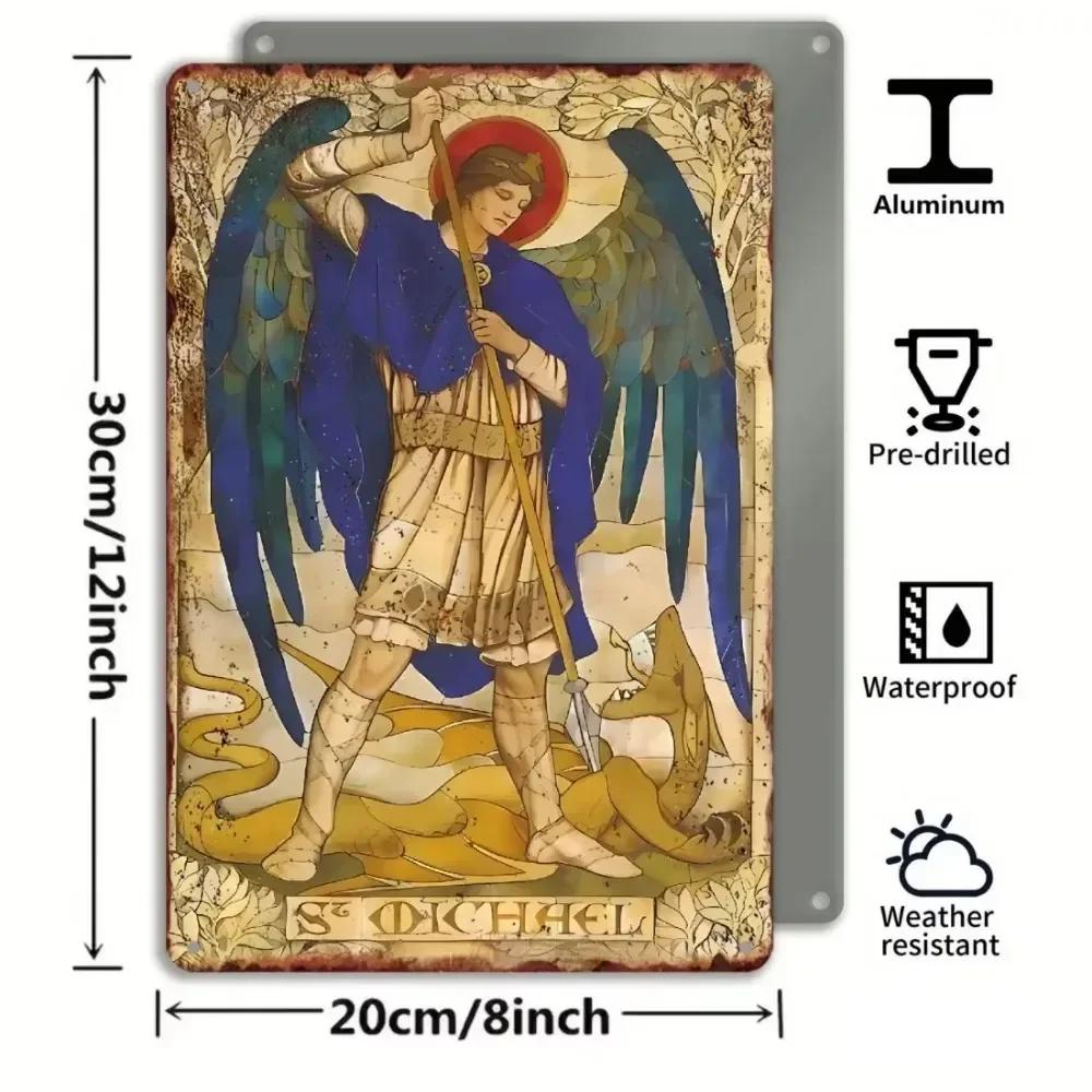 Bar tin paintingGUARDIANART Portrait Archangel Michael Vintage Sign Metal Wall Art 20x30cm