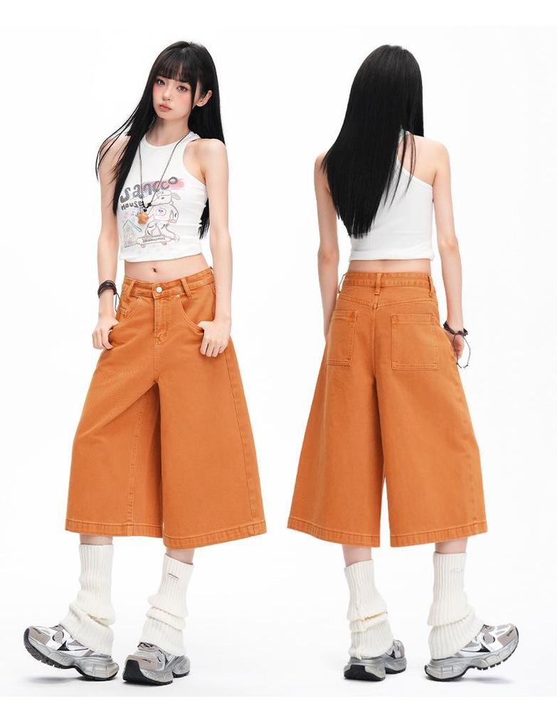 American Orange Cropped High-Waisted Wide-Leg Jeans for Women - Spring/Summer 2026 Collection