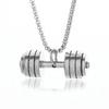 Coole Titanstahl Kurzhantel Anhänger Halskette Langhantel Fitness Anhänger für Männer und Frauen Freizeit Sport Punk Schmuck