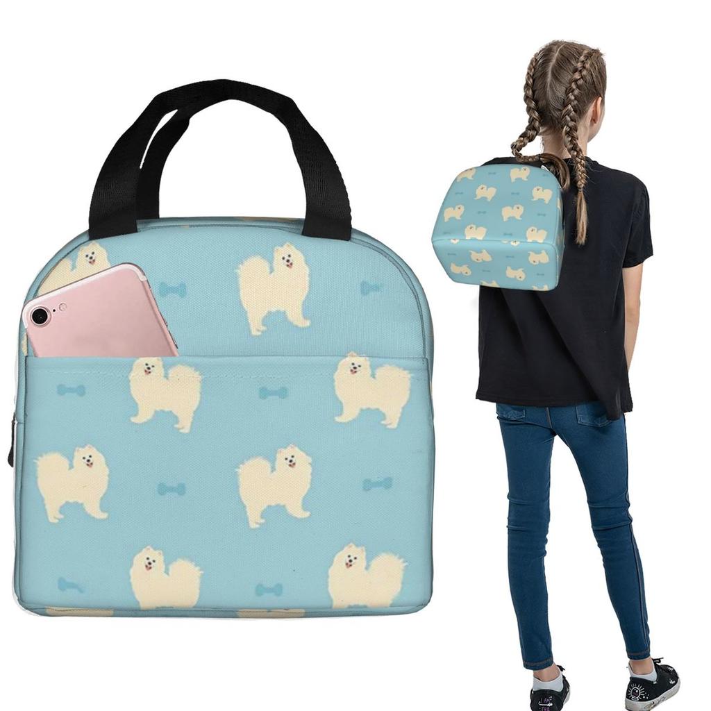 Samoyed Dog Insulated Lunch Bag for Women Kids Portable Food Boxes Thermal Lunch Box Tote