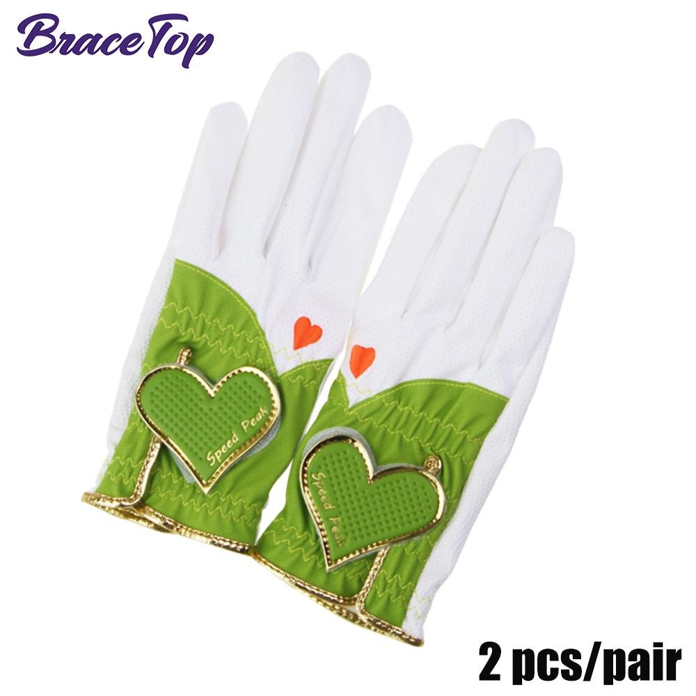 

1 Pair Style Women S Golf Gloves Left Hand and Right Hand High High-Quality Experience Soft Pu Leather Sports Gloves Breathable Palm Protection Size 21