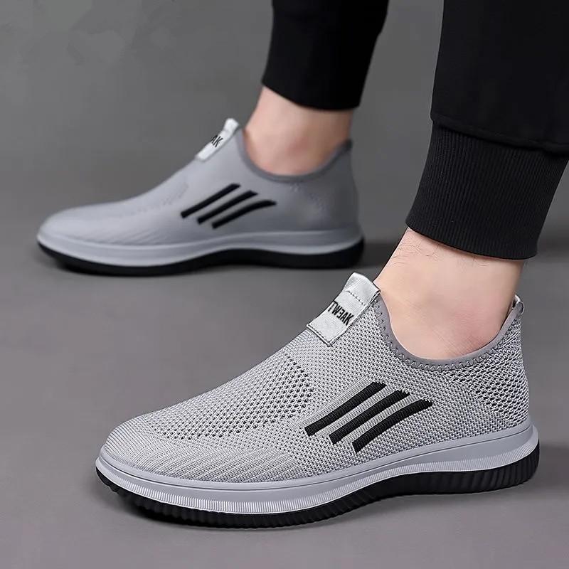 Men's Shoes Autumn Men's Casual Shoes Breathable Large Size Flying Woven Shoes Comfortable Mesh One Foot Men's Outdoor Casual Shoes