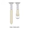 Women Luminous Moon White Beaded Lychee Grain Spliced Leather Slim Strap for Apple Watch Series12 11 10 SE1 2 3/Ultra4 3 2 38/42/44/45/49 mm