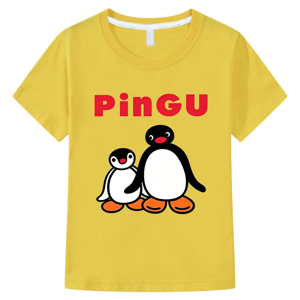 Pingu Children's Cartoon T-Shirt Cotton 2-12 Years Kids Tees Cute Boys Girls Tops O-Neck Manga Print Short Sleeve Summer Toddler