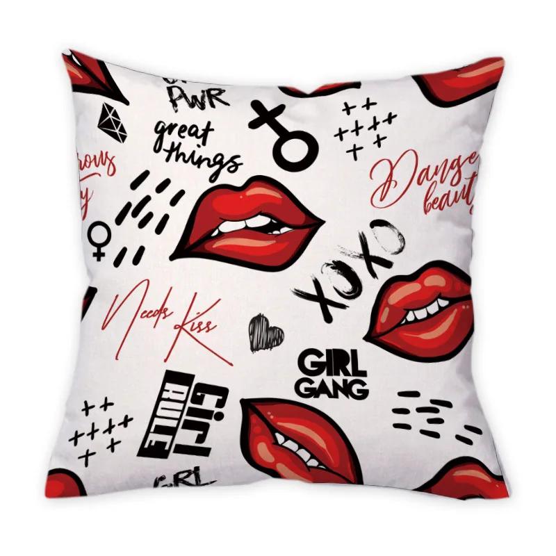 Bedroom Decoration Luxury Office Chair Sofa Room Beautiful Funny Bear Paw Pillowcase Black Love Letter