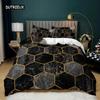 Honeycomb Comforter Cover Kit Queen Size Size Geometric Sleep Bedding Kit Fine Microfiber Gold Hexagon Comforter Cover Black Gradient Quilt Cover