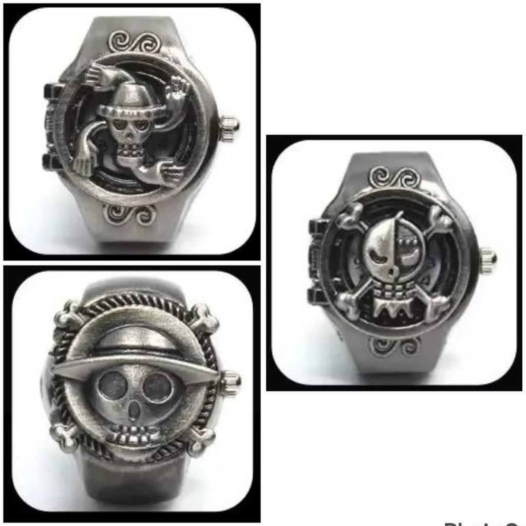 Luffy Franky Robin Pirate Japan Cartoon Animation Kid Finger Ring Watch Quartz Straw Hat Jewelry Gift Adjustable Silver Bronze Copper