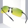 Modische, ultraleichte TR90-Sonnenbrille für Tag und Nacht, zum Autofahren, randlos, für Sport und Nachtsicht, blendfreie Brille