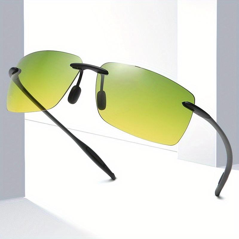 Fashion Ultralight TR90 Day Night Vision Driving Sunglasses for Men Women Rimless Sports Anti-Glare Night Vision Eyewear