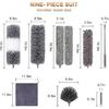 Microfiber Duster for Cleaning Fan, High Ceiling, Blinds, Furniture, Cars , 9PCS Extendable Feather Duster (Stainless Steel) 30 to 100 Inches,