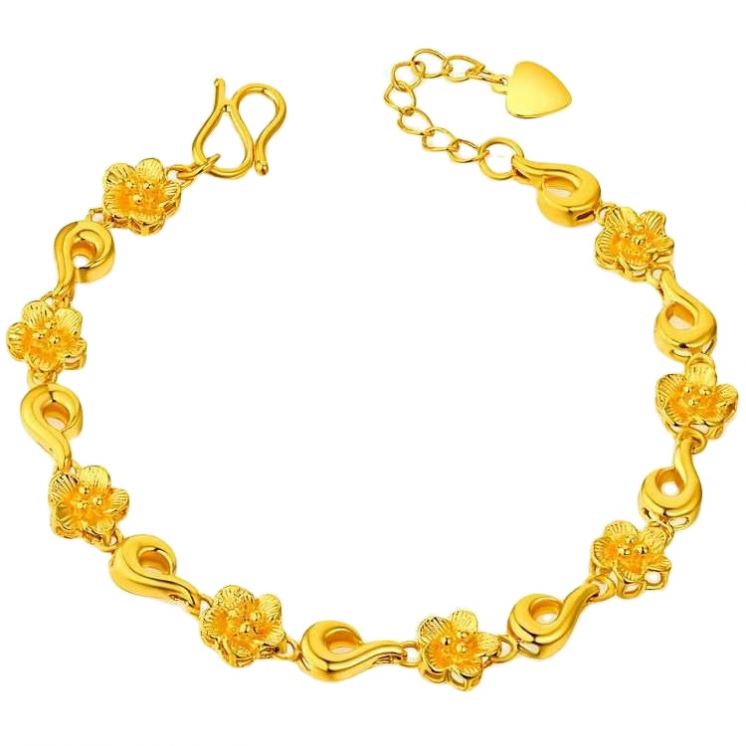 Dubai Jewelry Gold PlatedBracelet Women's Variety of Fashion Thin Sections Long-Lasting Colorless Flowers Gold Plated Plated