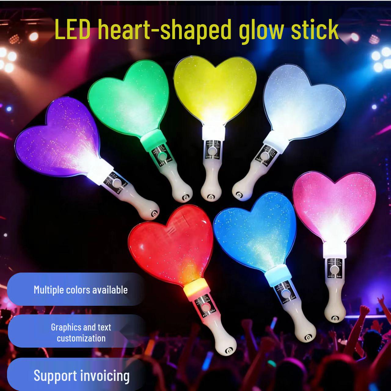 LED Heart Glow Stick for Concerts and Campus Events - Handheld Cheering Prop