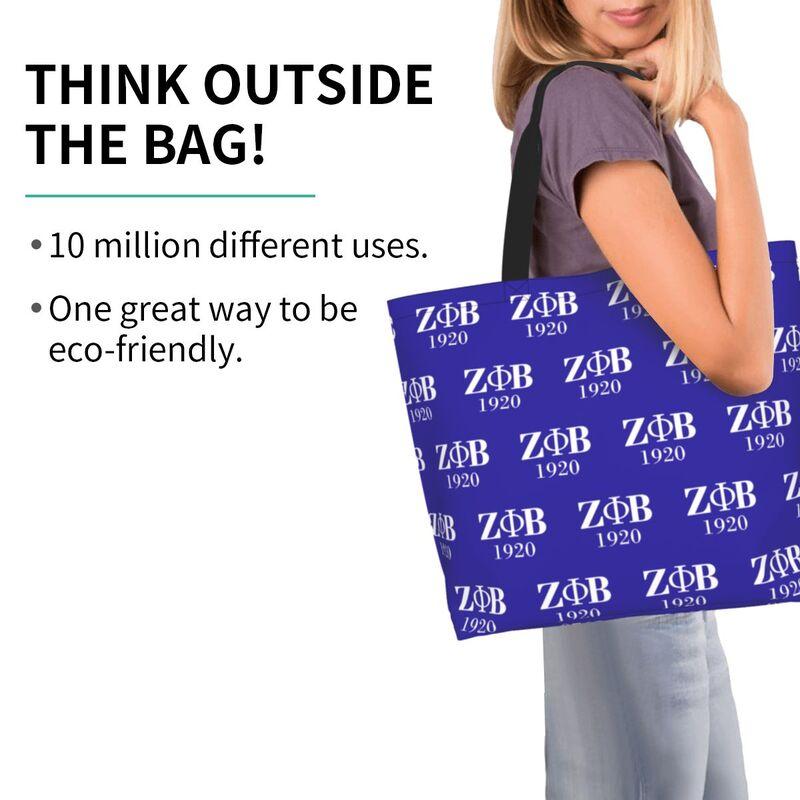 Custom Zeta Phi Beta 1920 Print Shoulder Bag Women Large Foldable Waterproof Travel Handbag Reusable Grocery Bags Shopping Bag