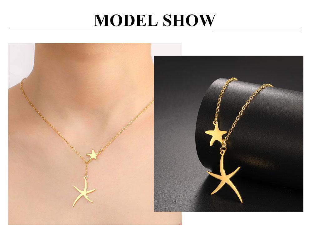 Cazador Starfish Pendant Necklace for Women 2026 Jewelry Stainless Steel Choker Summer Bohemian Birthday Gift Wholesale