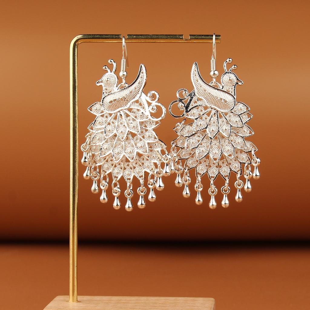 Turquoise Earrings Bohemian Drop Ear Earrings with Tassels, Geometric Alloy, Retro Style, Boastful Ear Accessories