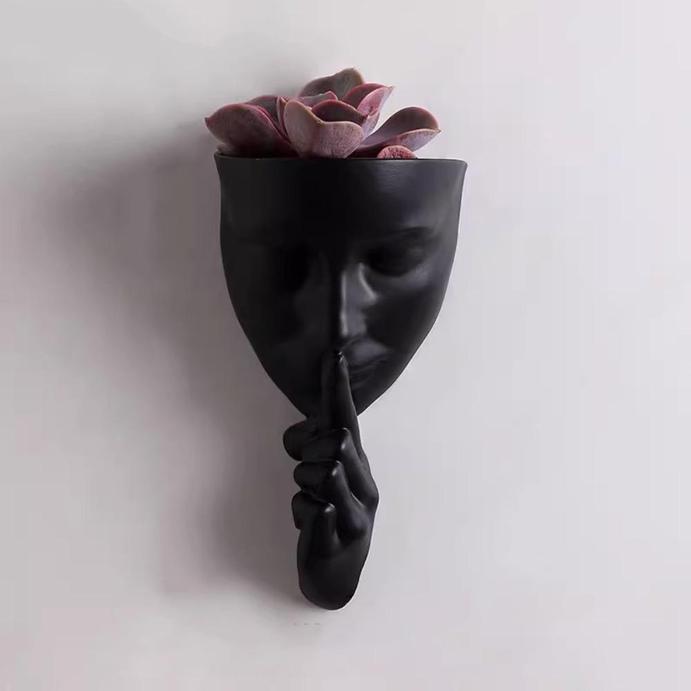 Богемный стиль DIY Маска Цветочные горшки Безликое лицо Настенные цветочные горшки Спальня чёрный