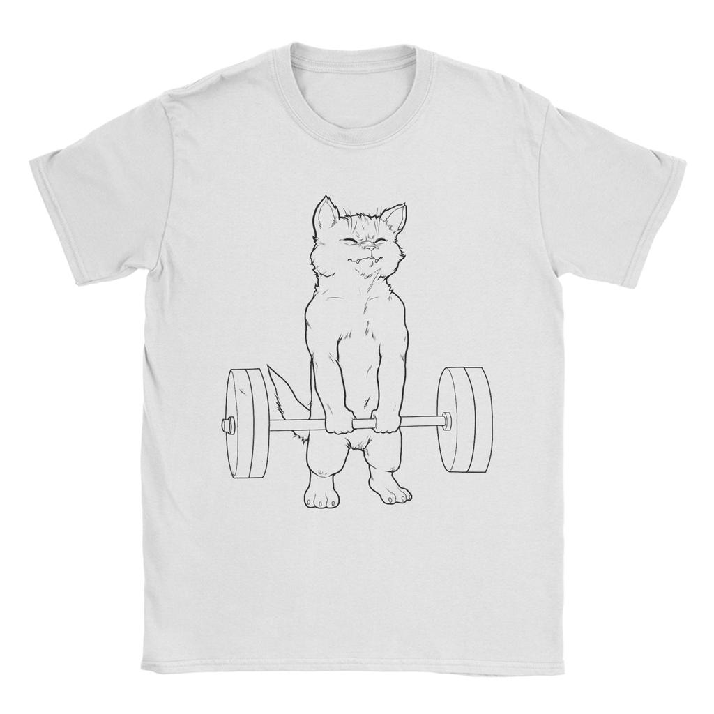 Cat Deadlift Powerlifting T Shirt Summer  Pure Cotton TShirts For Men Harajuku Casual Tee Shirt ShortSleeved Y2K Funny Tops