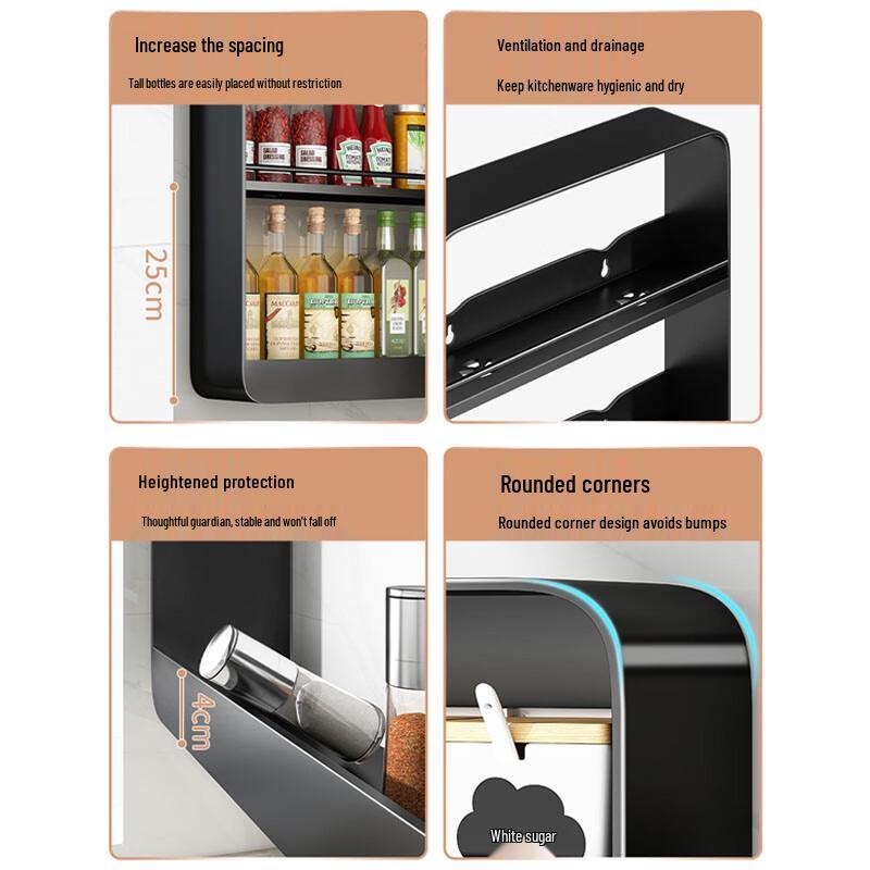 No-Drill Wall-Mounted Kitchen Spice Rack