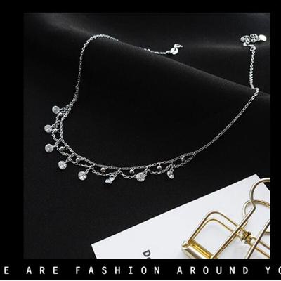 925 Sterling Silver Vattendroppe Zirkon Choker Halsband för Kvinnor Nyckelbenskedja Halsband Smycken Gåvor S-N245