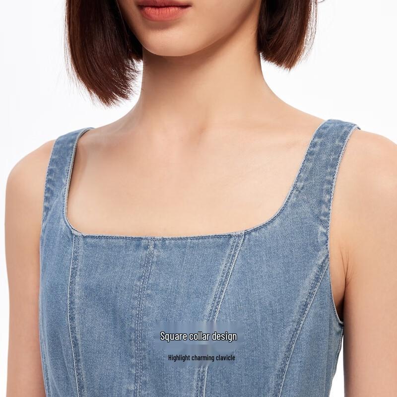 VEROMODA Cotton Blend A-Line Denim Vest Dress
