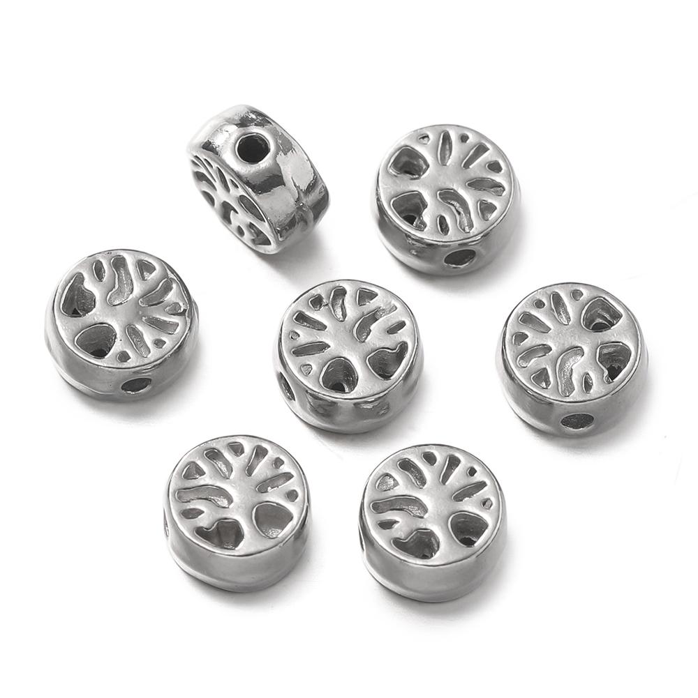 10Pcs/Pack Stainless Steel Various Shape Gold Steel Color Texture Spacer Beads for DIY Bracelet Jewelry Making Accessories
