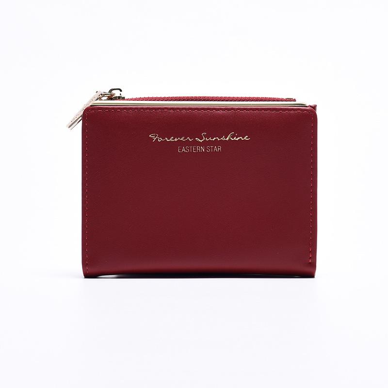 

Женский короткий кошелек на молнии в корейском стиле - простой кошелек для монет красный