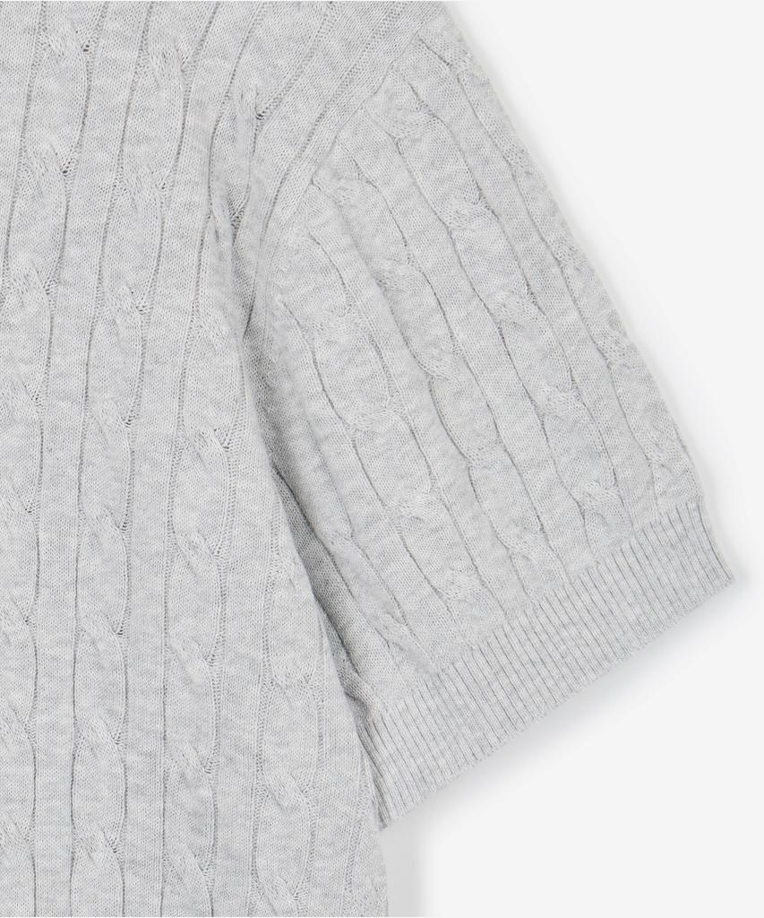 Tienjiti Cable Polo Washable Knit (Melange Gray) Tnsw6E206G2