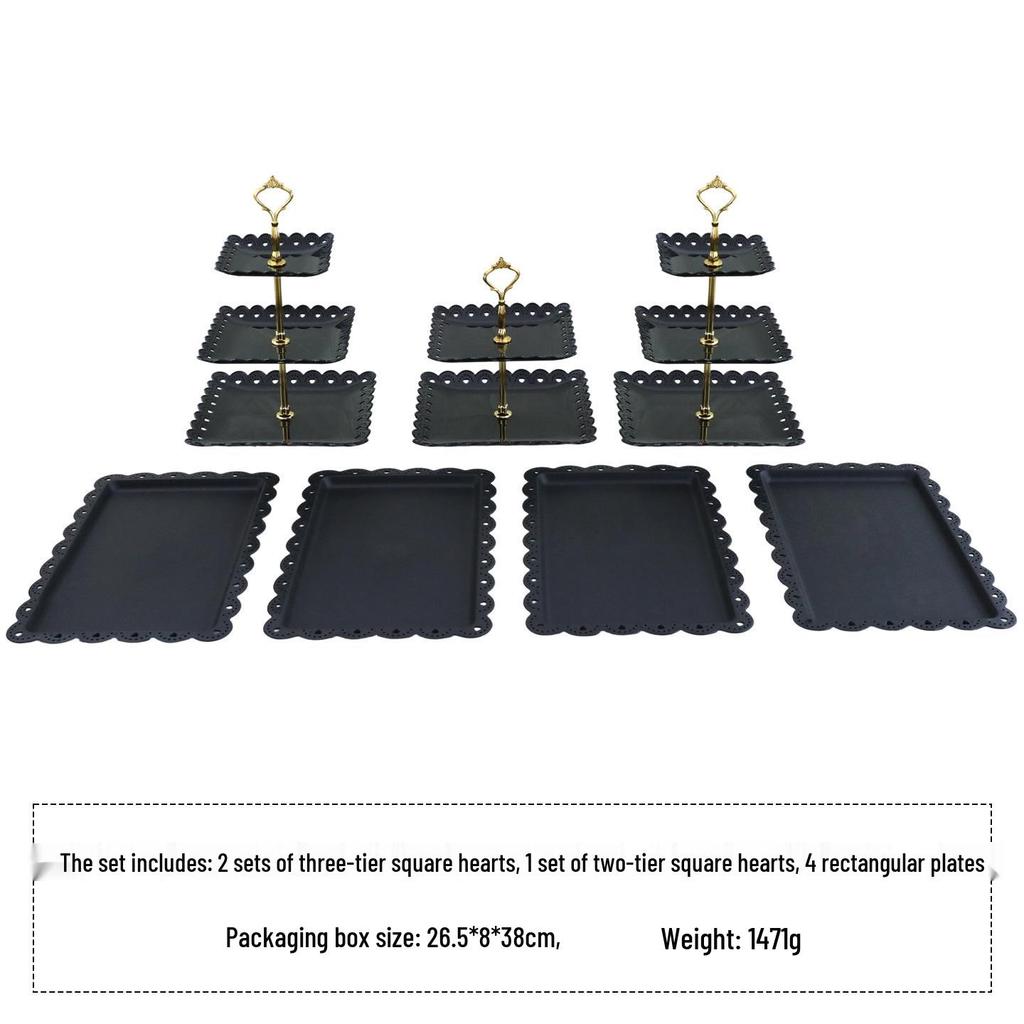 European Three-Tier Dessert Stand: Elegant Fruit Plate and Cake Display for Afternoon Tea