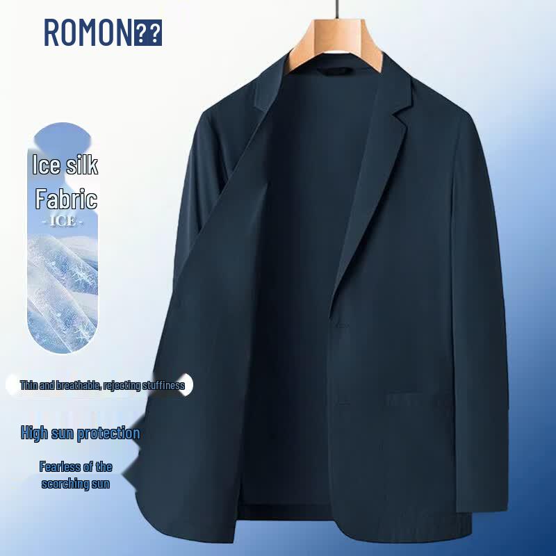ROMON Men's Summer Ice Silk Business Casual Blazer with UV Protection